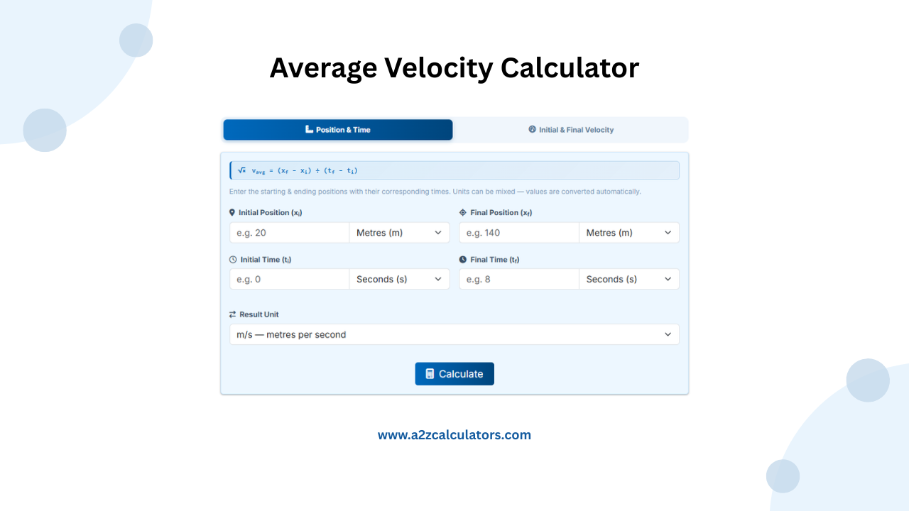 Average Velocity Calculator