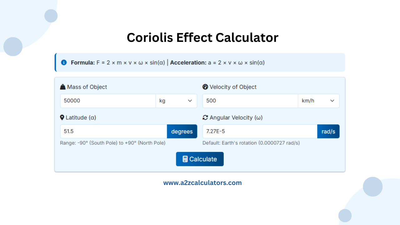 Coriolis Effect Calculator