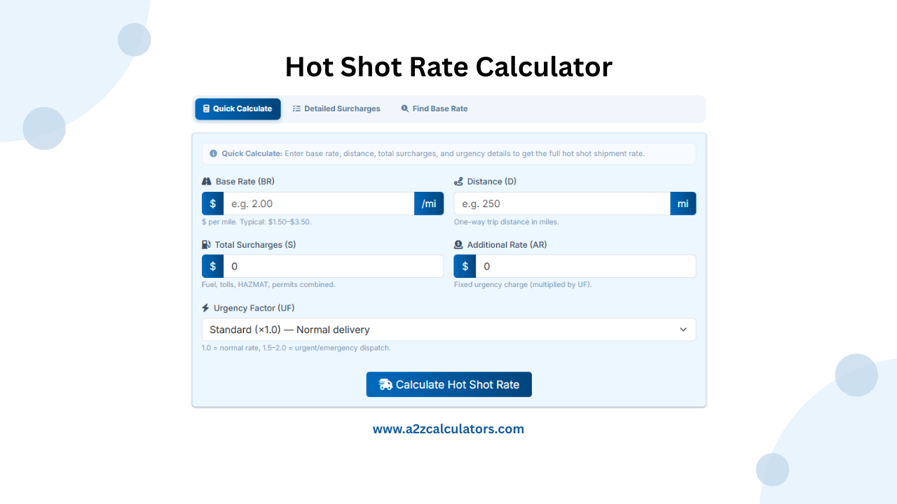 Interesting Info About Hot Shot Rate Calculator