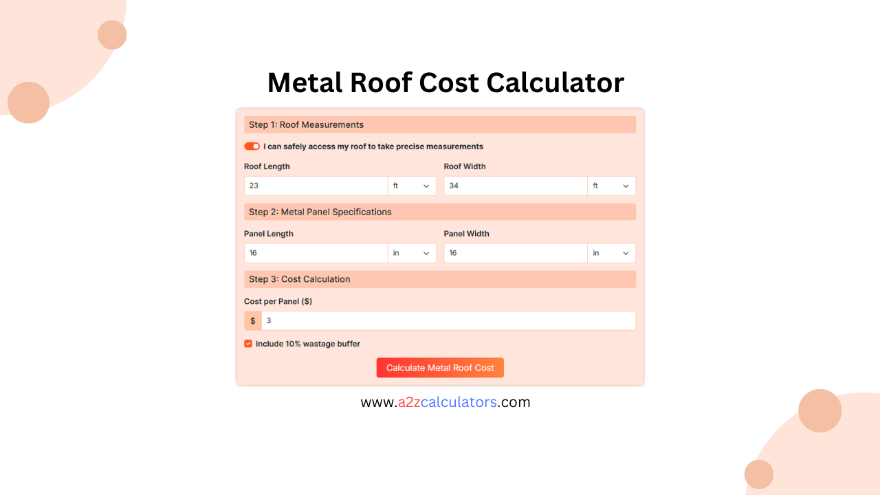 Metal Roof Cost Calculator