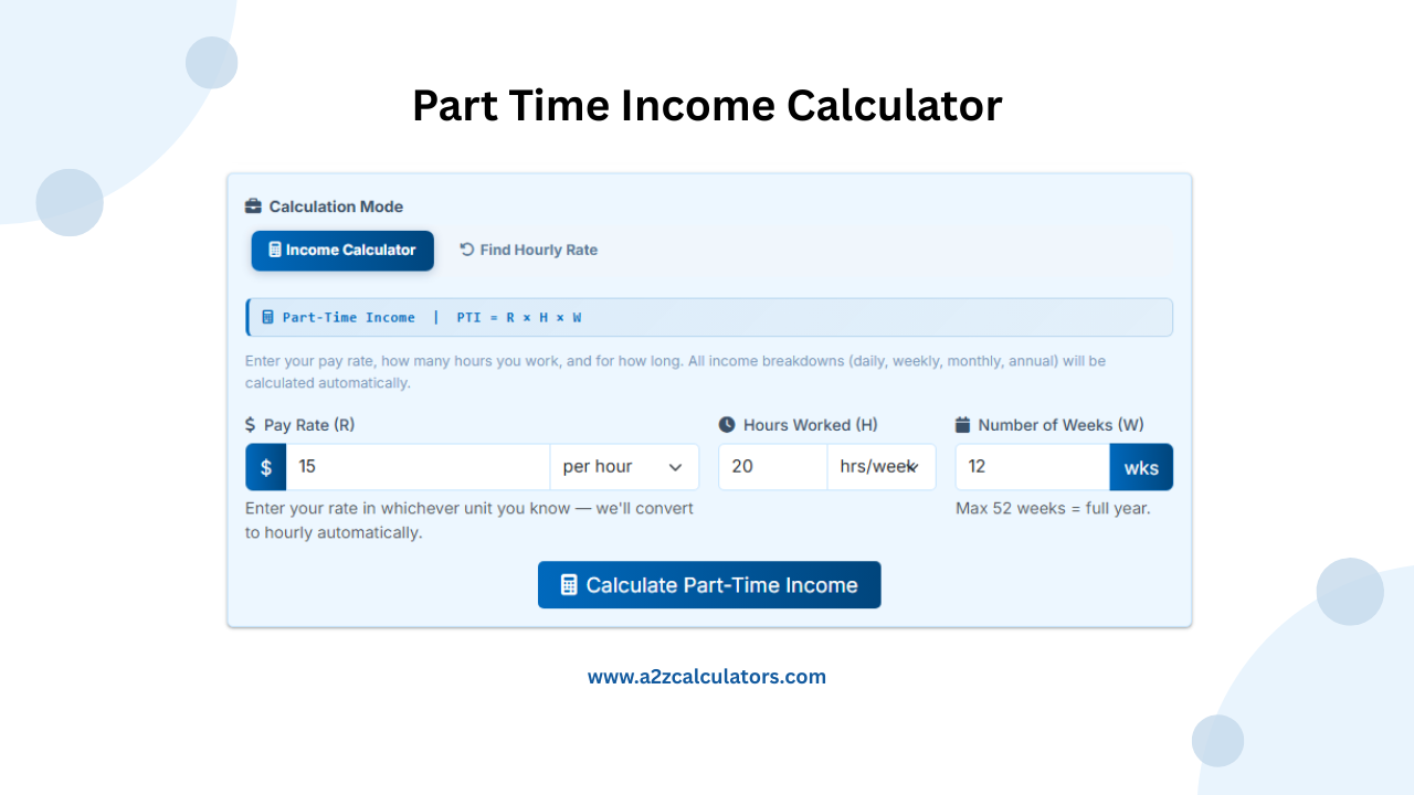 Part Time Income Calculator