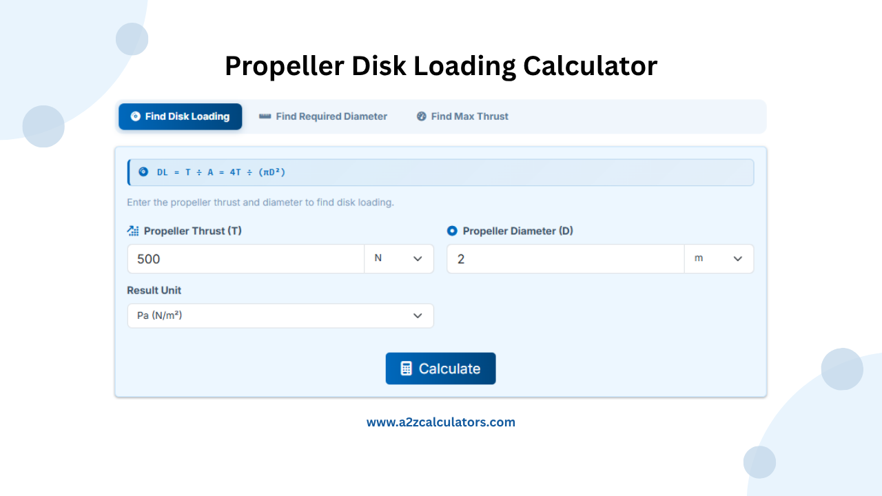 Propeller Disk Loading Calculator