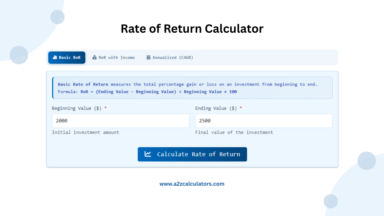 Rate of Return Calculator