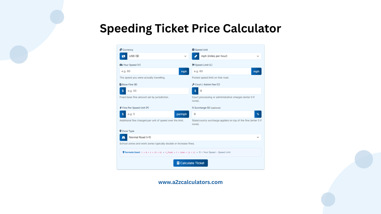 Speeding Ticket Price Calculator