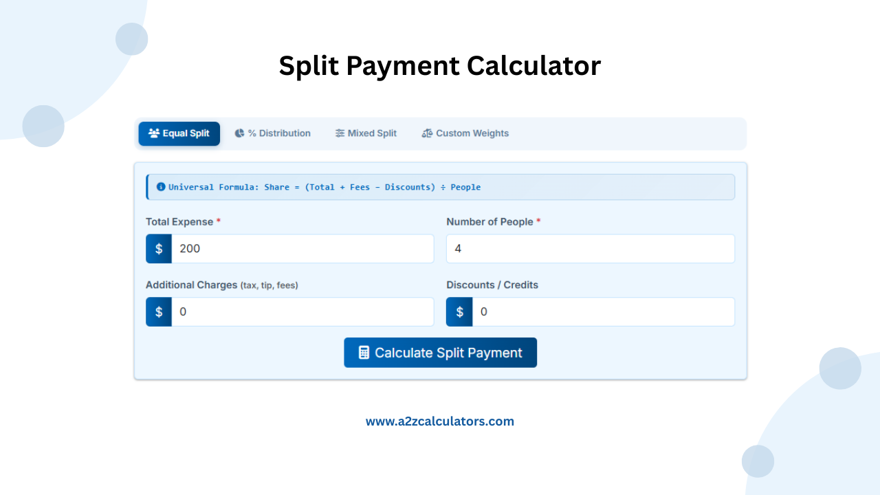 Split Payment Calculator