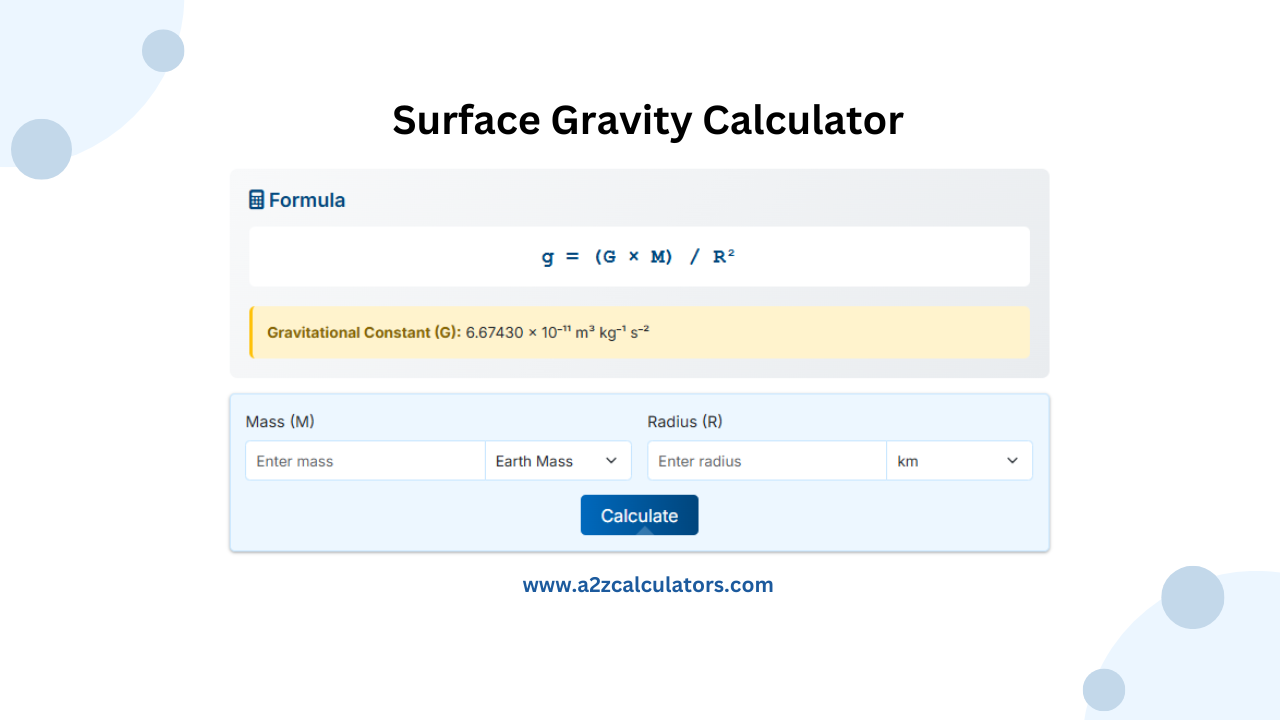 Surface Gravity Calculator