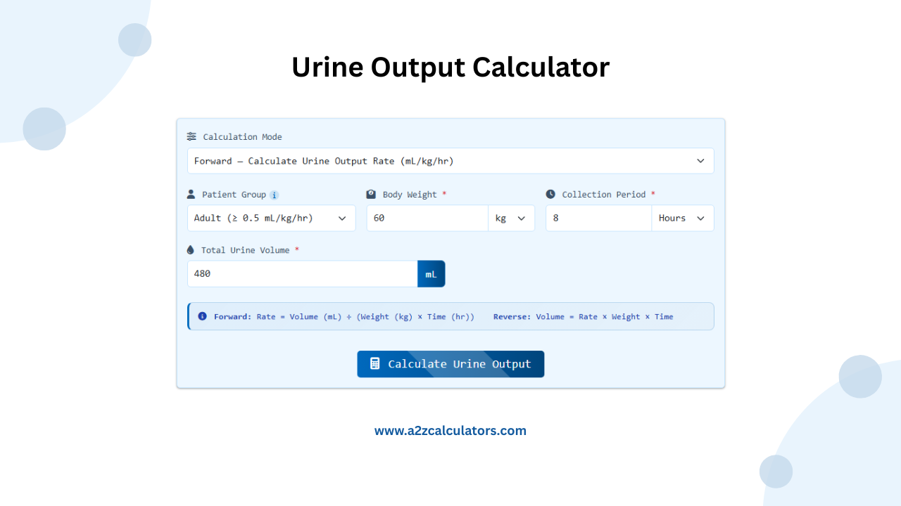 Normal Urinary Output Urine Output Calculator