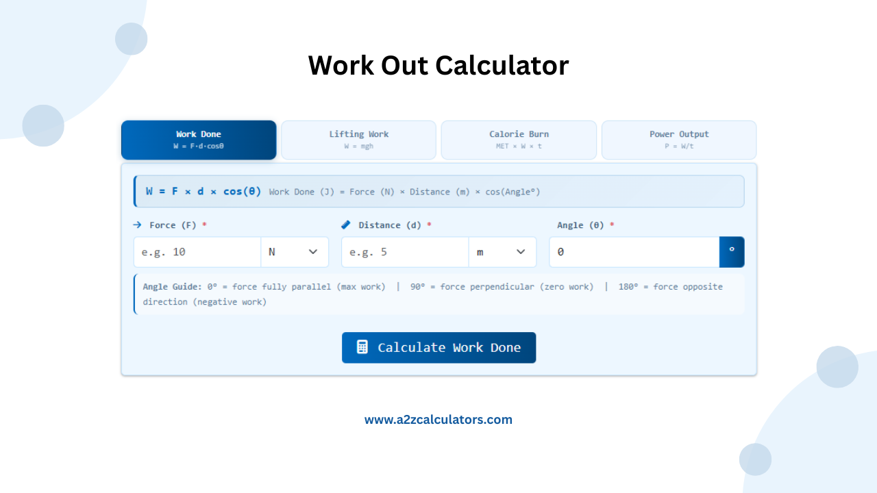 Work Out Calculator